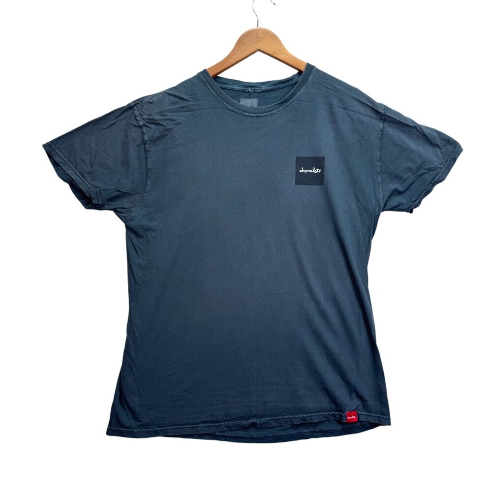 Vintage Chocolate Skateboards Skate Tee Blue Spell-Out Logo Square Box Blue XL